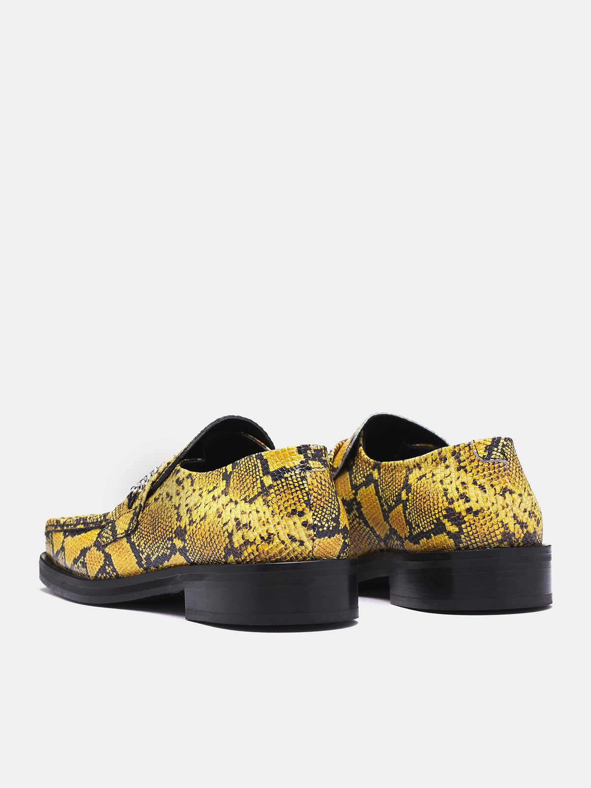 Snakeskin Square Toe Loafers (1026LE02309M-YELLOW-BLACK)