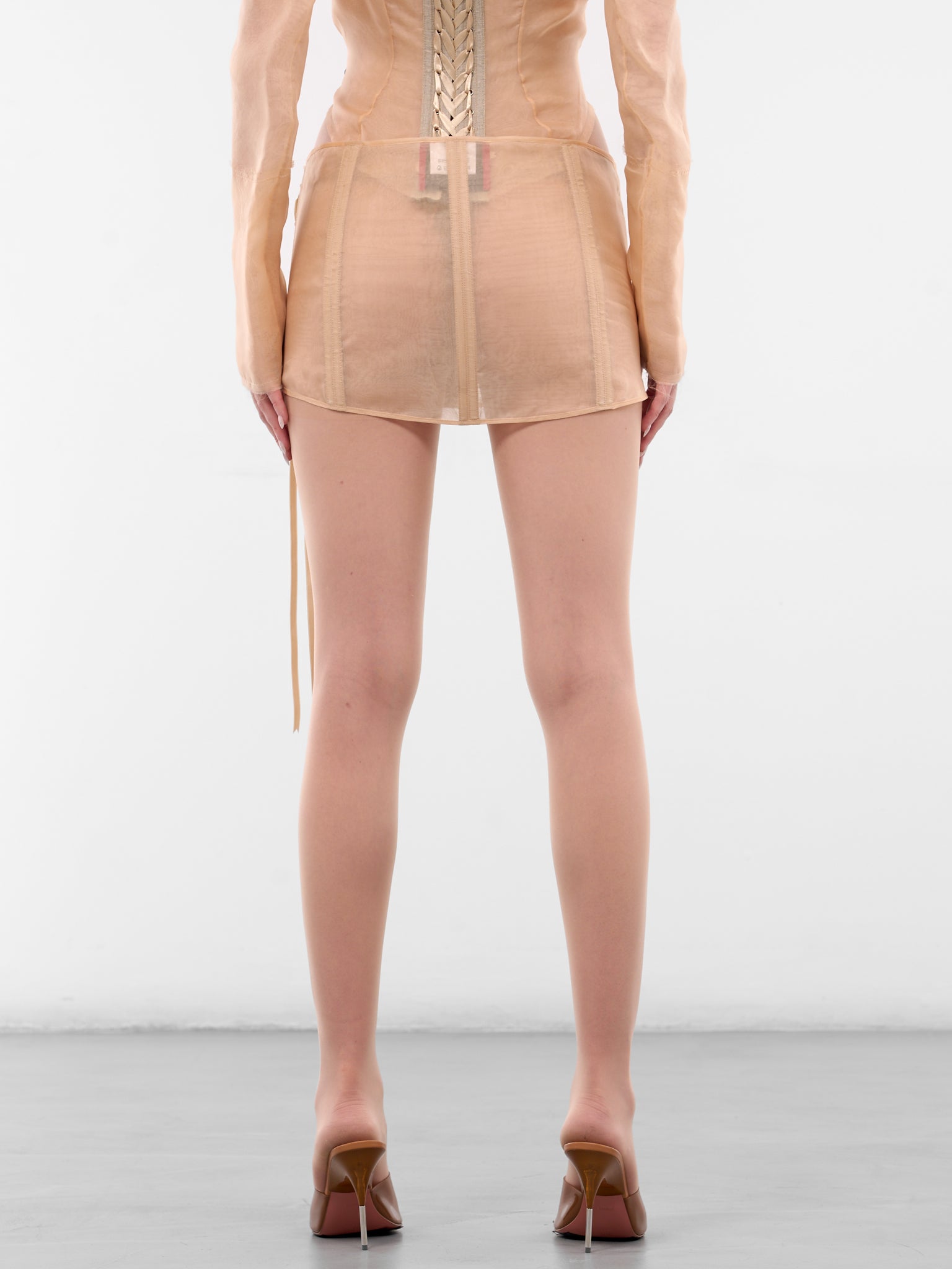 Beige Skins Crawling Mini Skirt (SKINS-CRAWLING-SKIRT-NUDE)