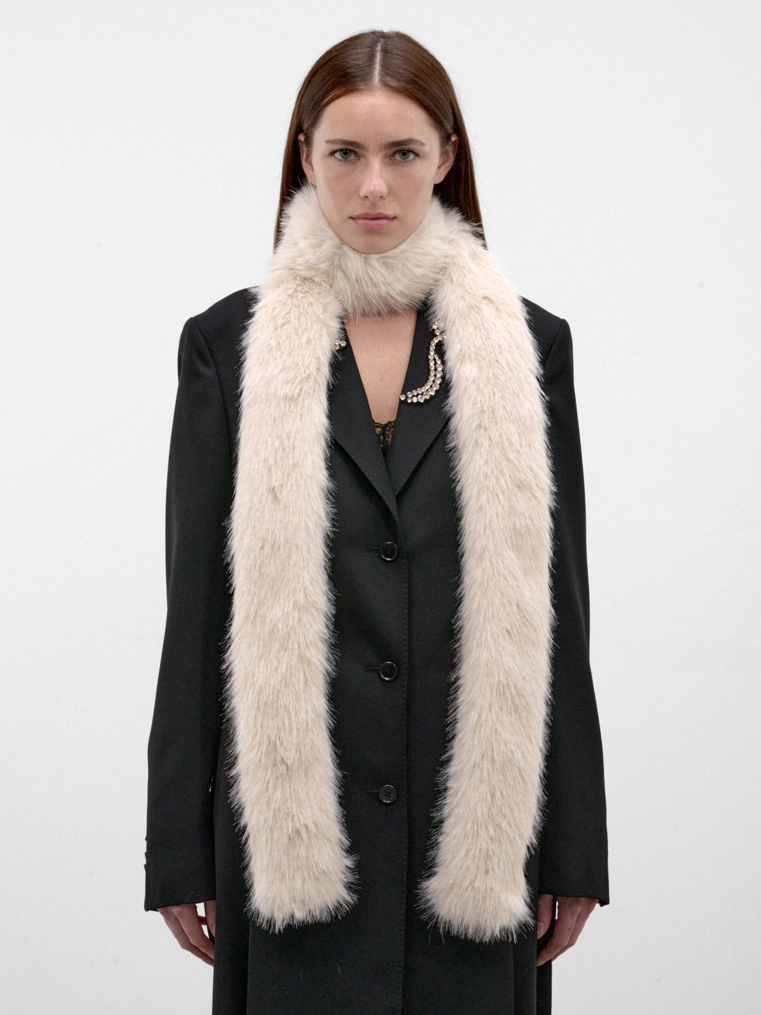 Blonde Faux Fur Long Scarf (1036-1090-BLONDE)