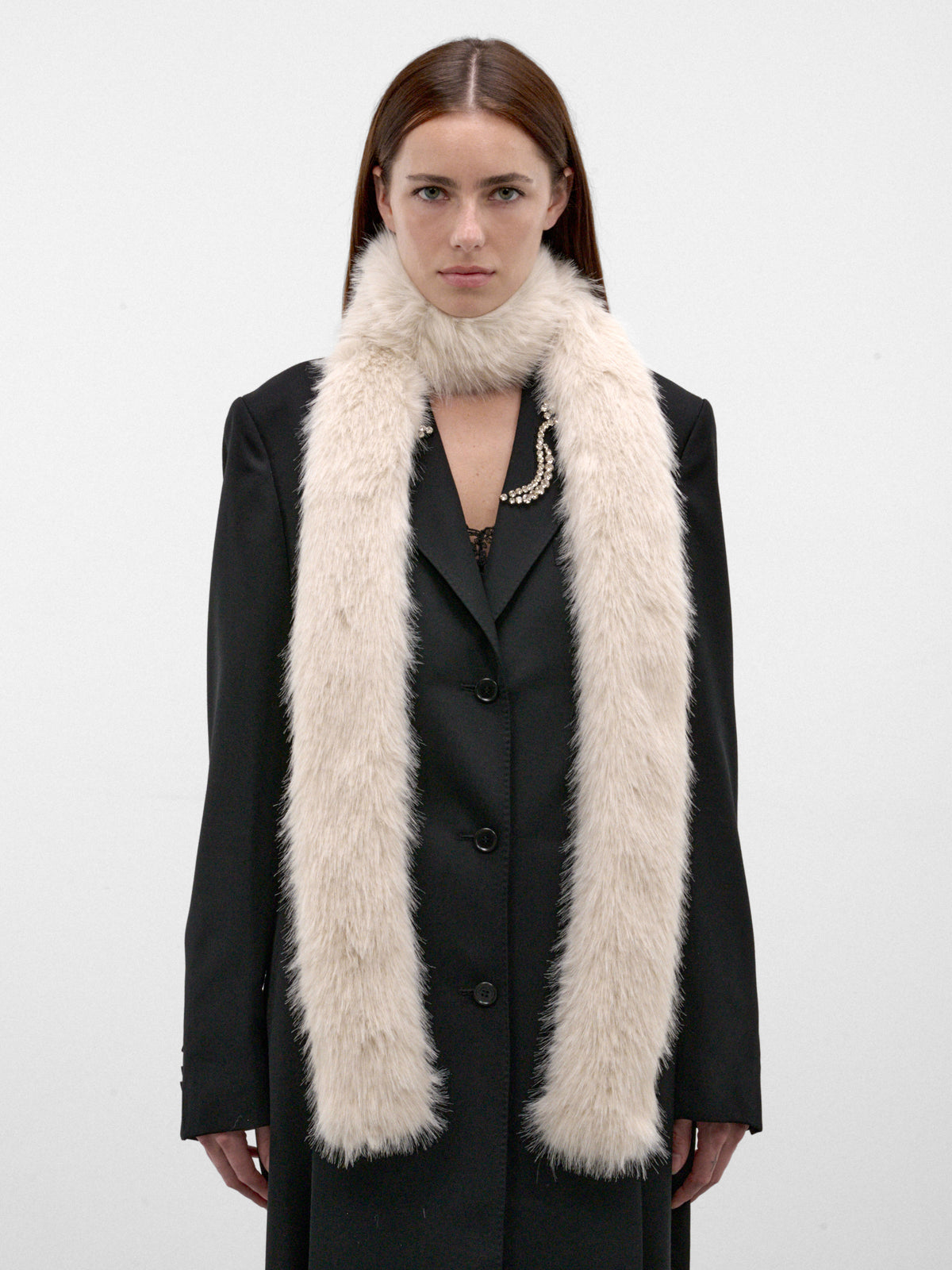 Blonde Faux Fur Long Scarf (1036-1090-BLONDE)