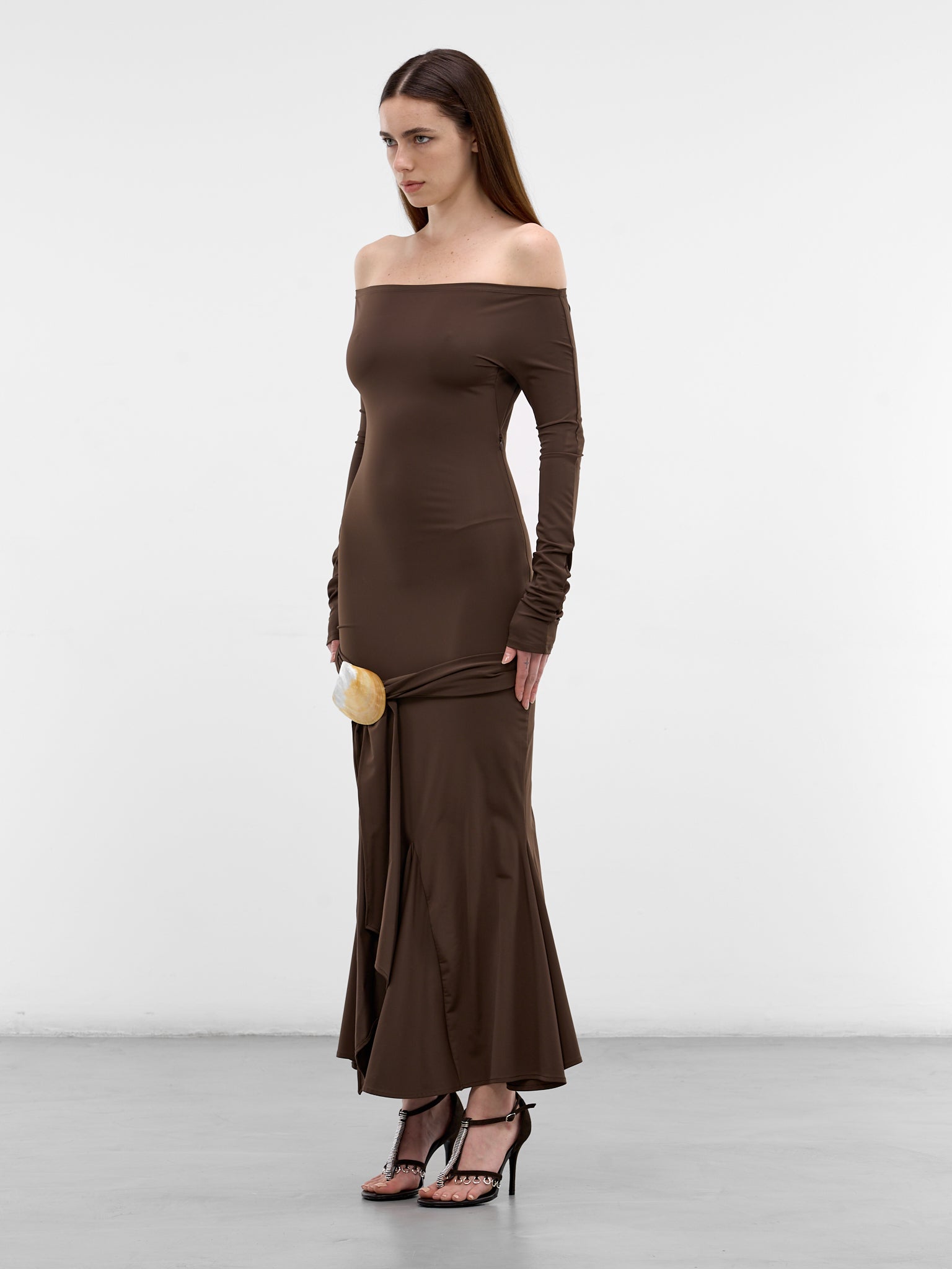 Brown Jersey Shell Belt Dress (1036-CHOCOLATE)