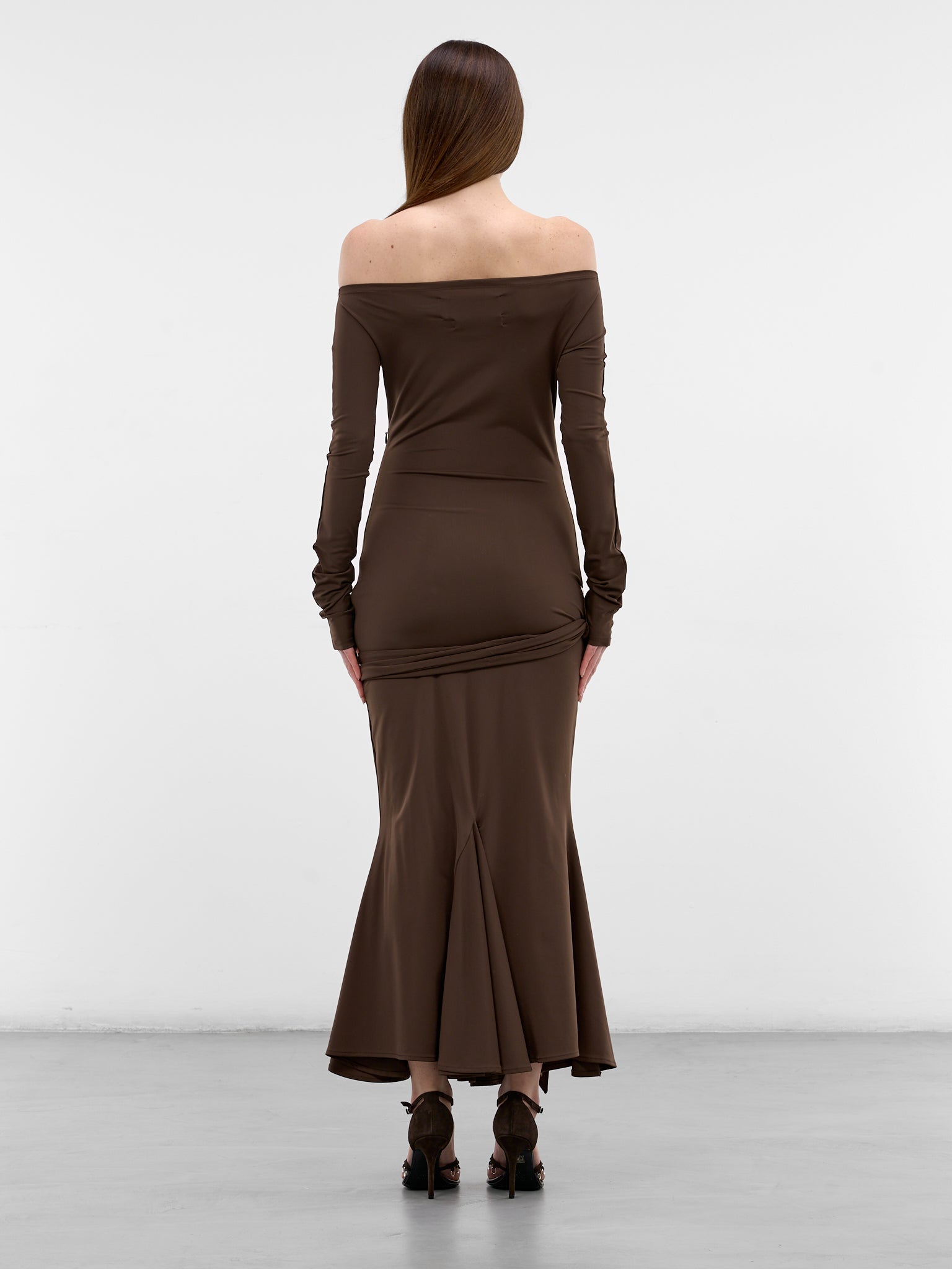 Brown Jersey Shell Belt Dress (1036-CHOCOLATE)