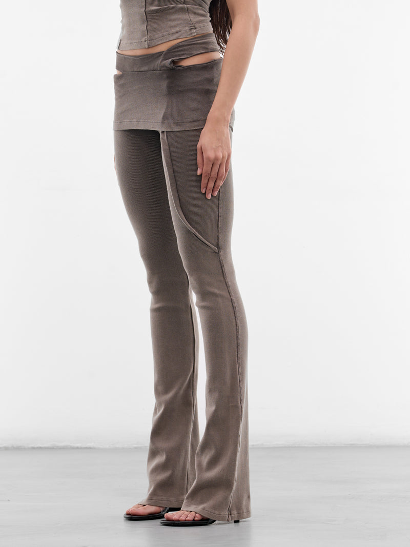 Beige Knit Flared Lounge Pants (10420470301-BEIGE)