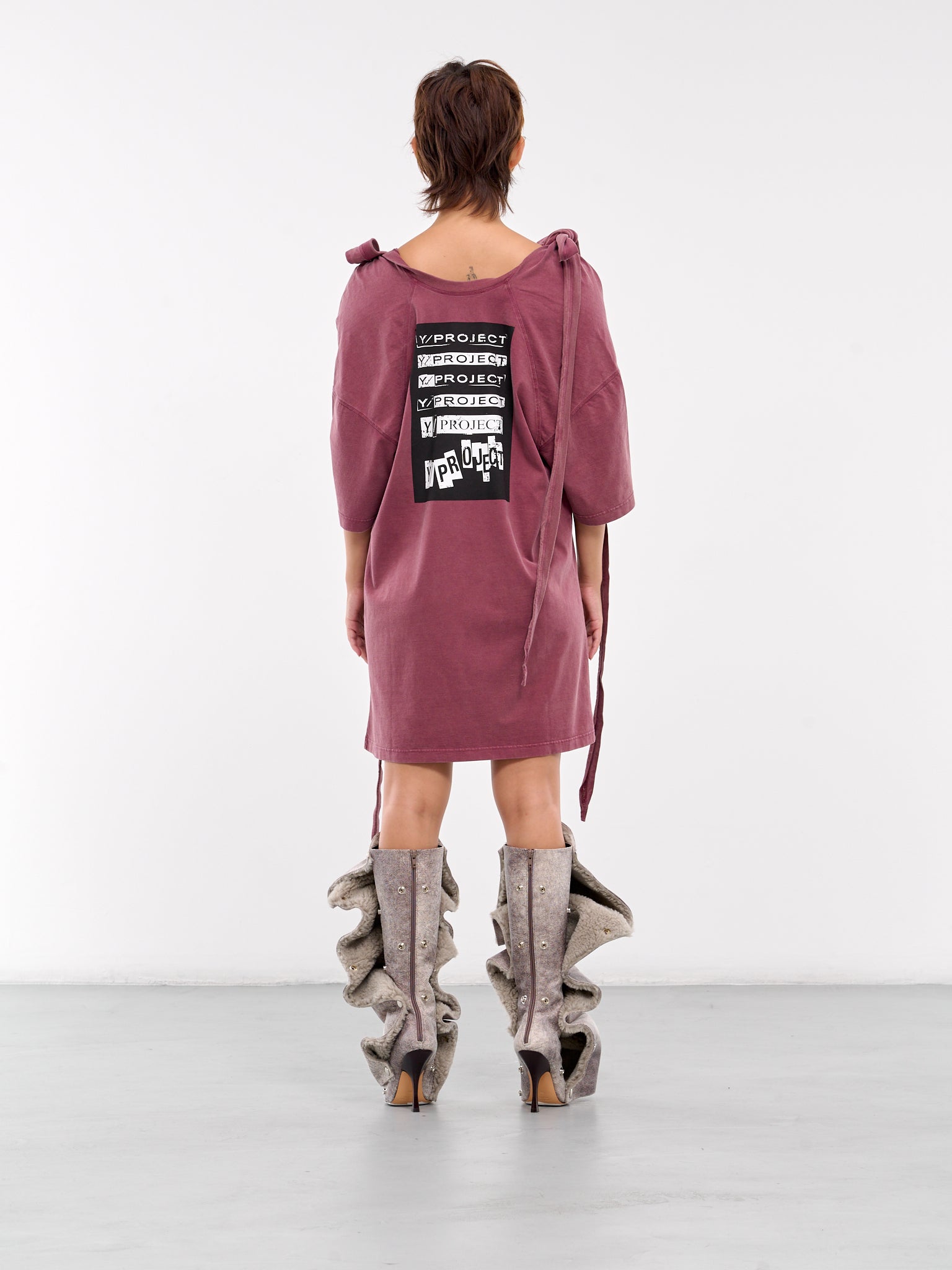 Multi-Scarf Rock Band Print Dress (104DR014-J136-BURGUNDY) Multi-Scarf Rock Band Print Dress (104DR014-J136-BURGUNDY)