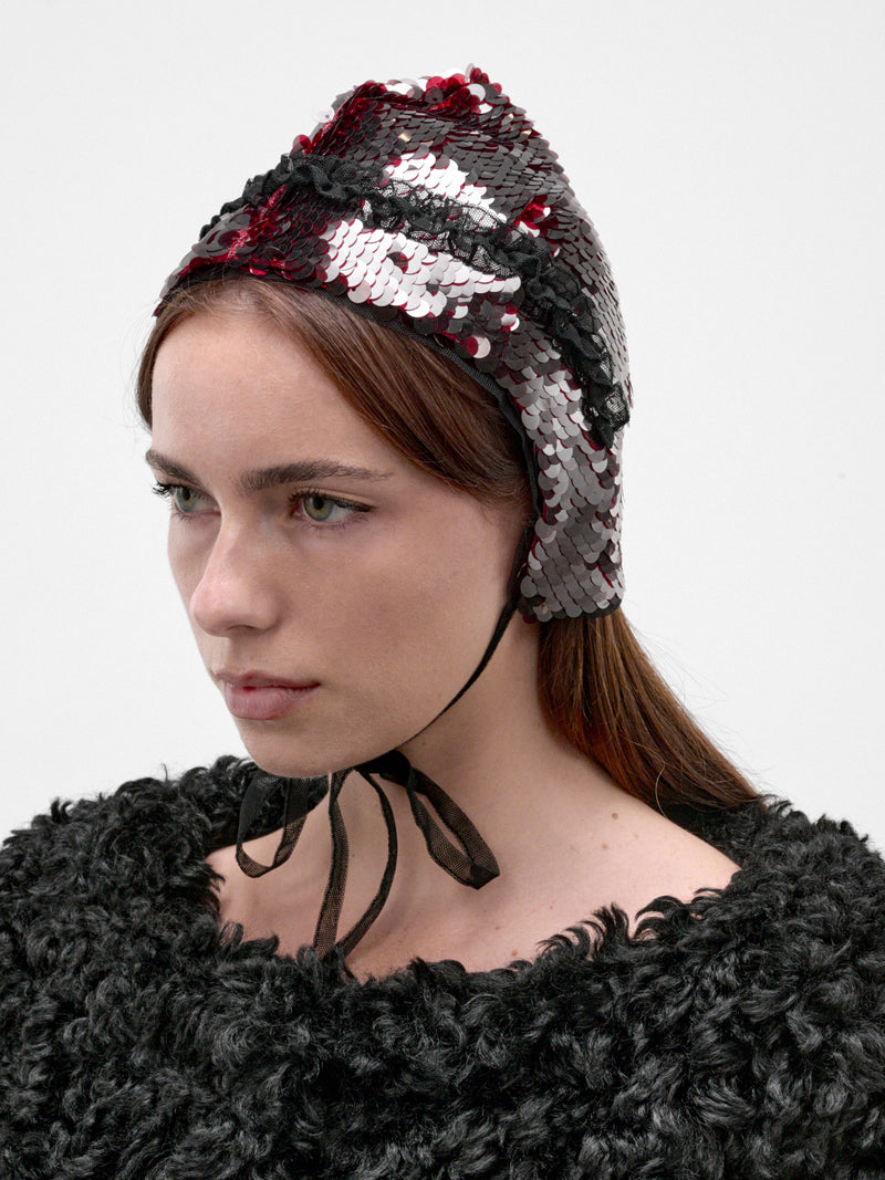 Deep Red Sequin Bonnet (1053-1362-DEEP-RED)