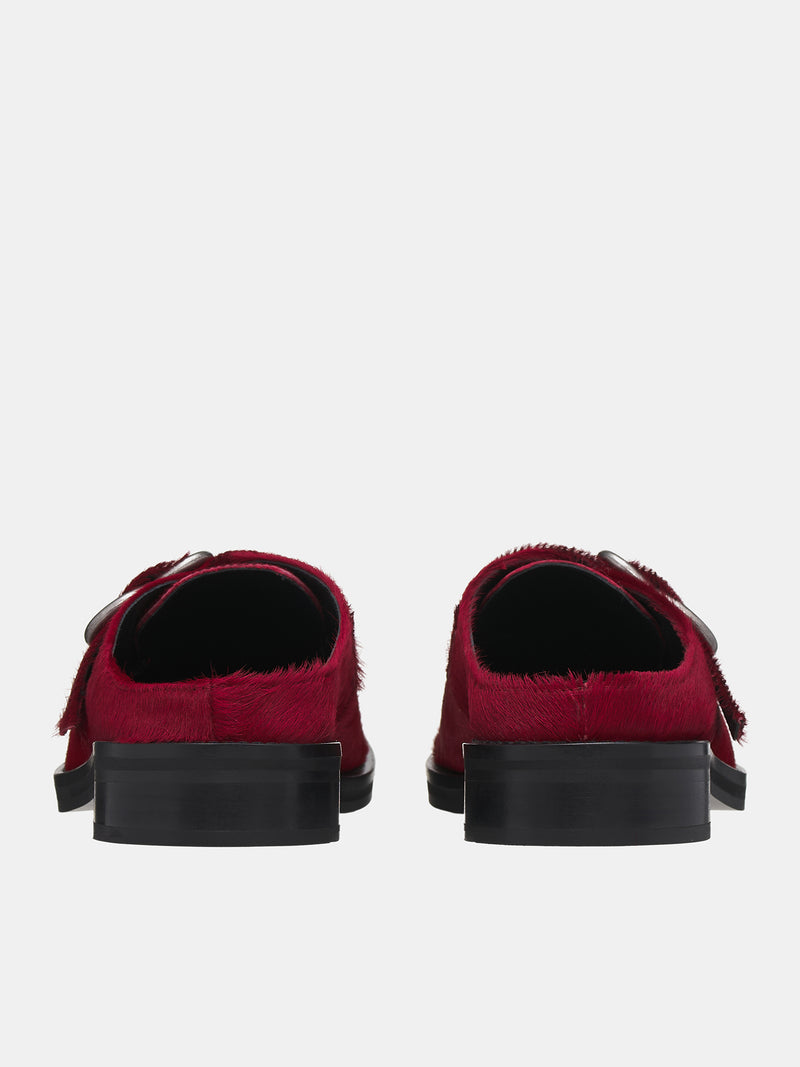Square Toe Buckle Mules (1056LF03100M-RED)