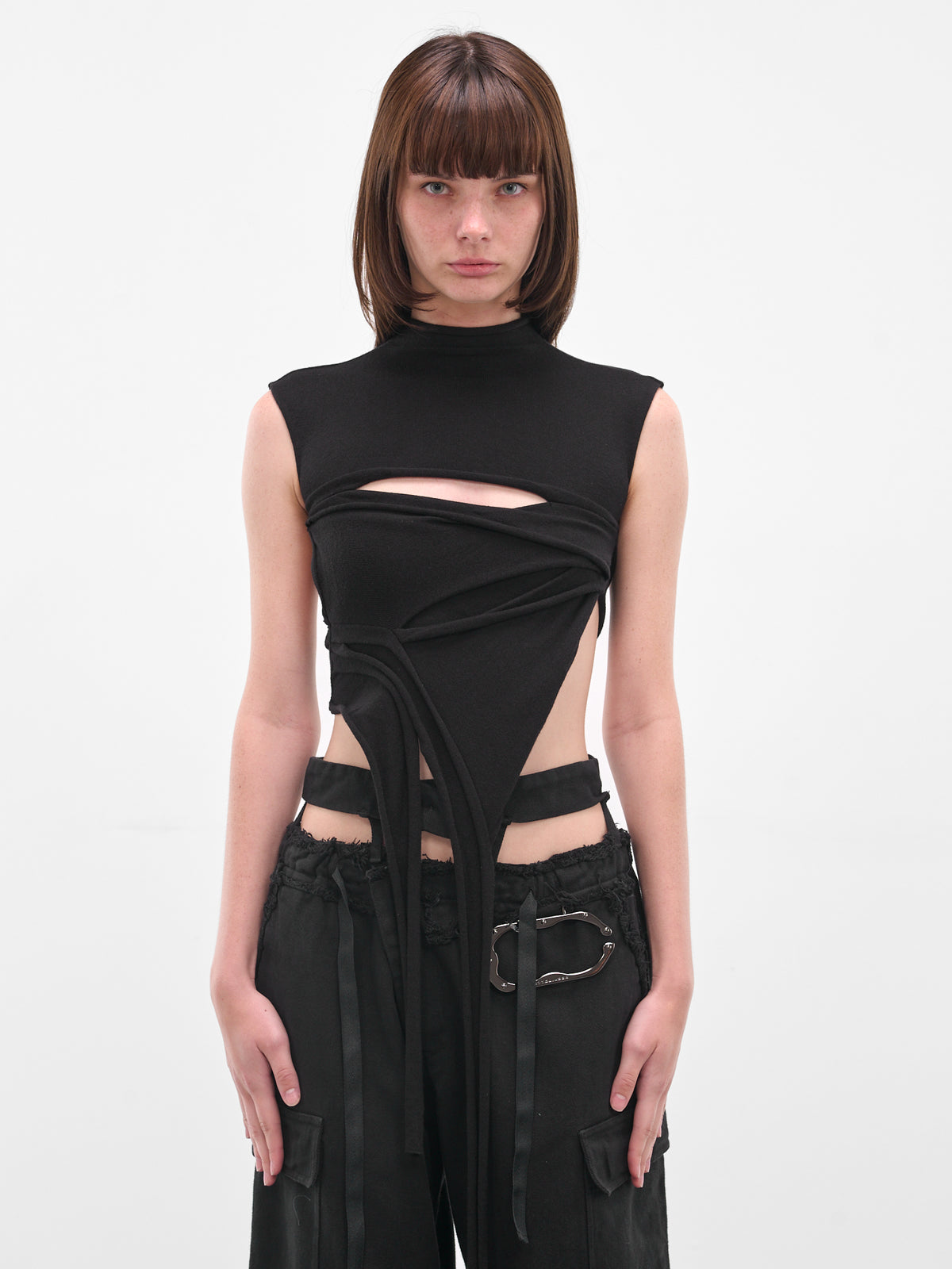 Black Cut-Out Deconstructed Tank (10710570701-BLACK-PRINT)