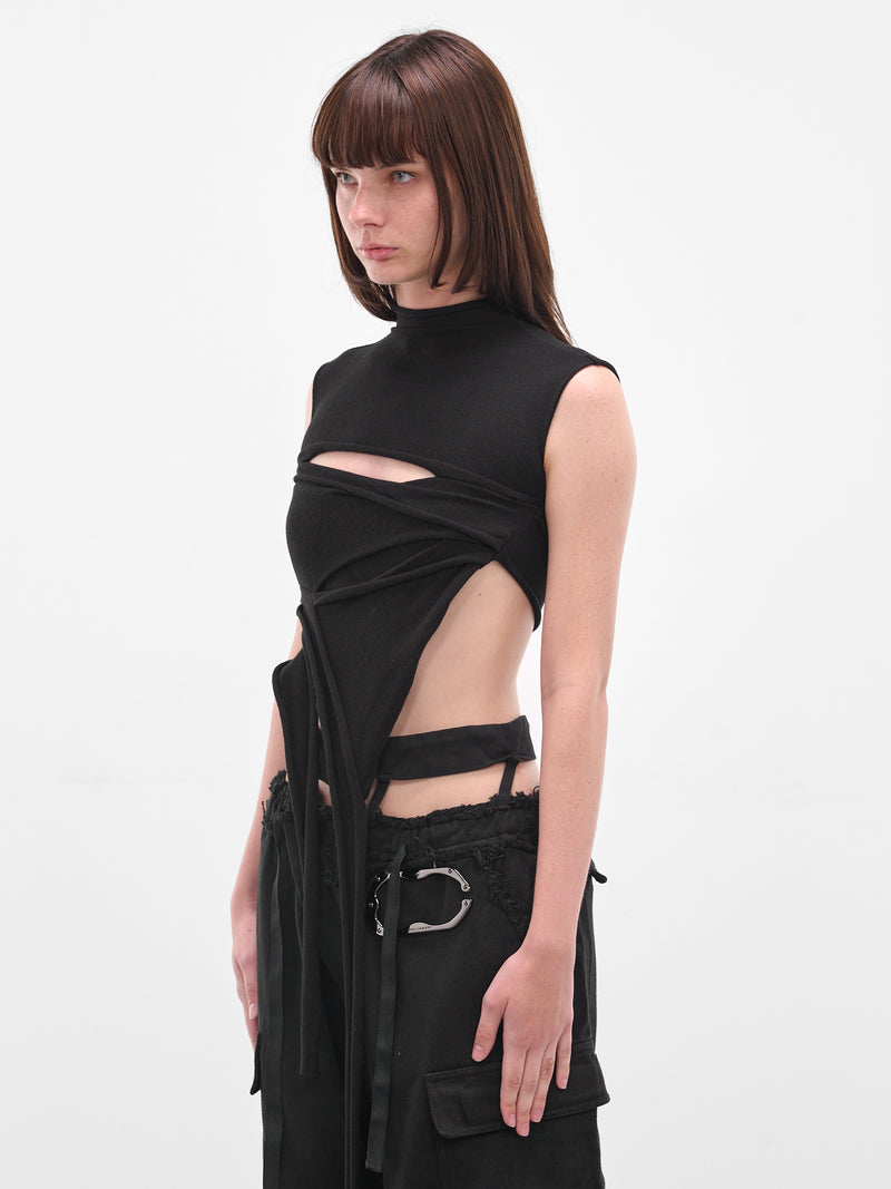 Black Cut-Out Deconstructed Tank (10710570701-BLACK-PRINT)