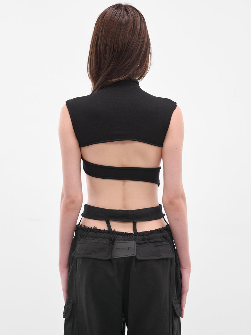 Black Cut-Out Deconstructed Tank (10710570701-BLACK-PRINT)