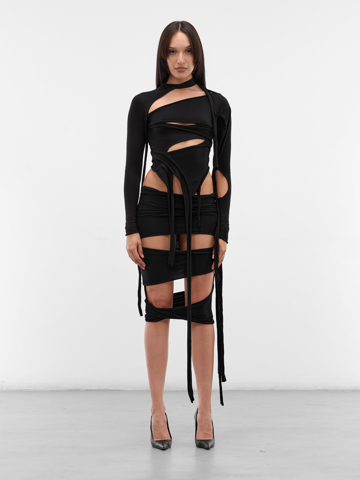Black Deconstructed Cut-Out Top (10710660701-BLACK)