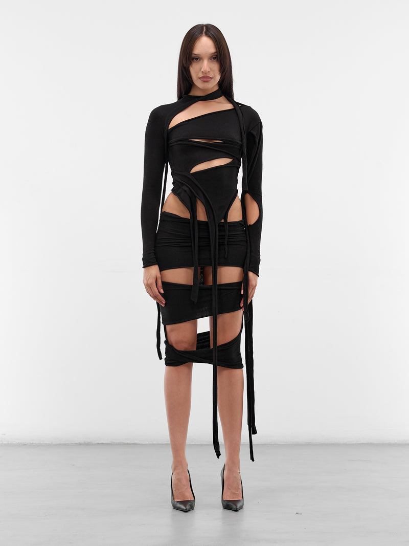 Black Deconstructed Cut-Out Top (10710660701-BLACK)