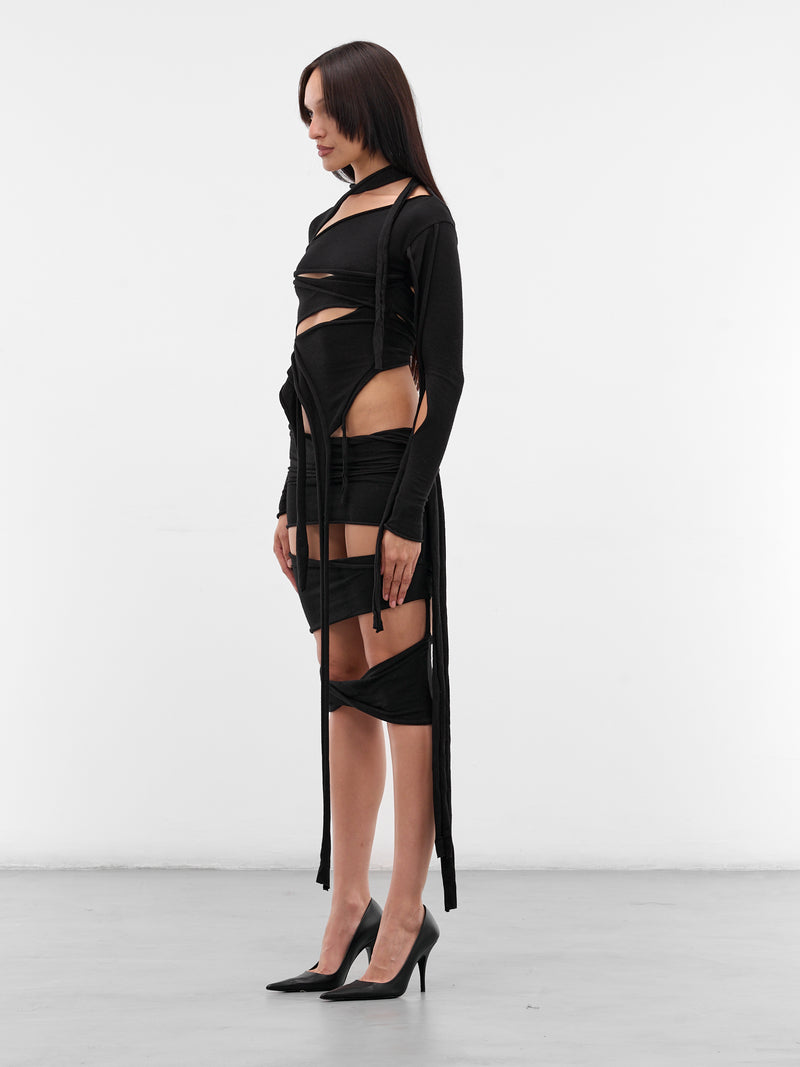 Black Deconstructed Cut-Out Top (10710660701-BLACK)