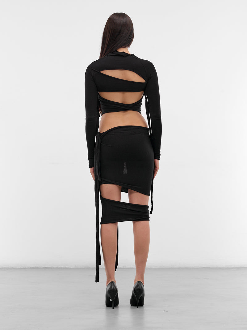 Black Deconstructed Cut-Out Top (10710660701-BLACK)