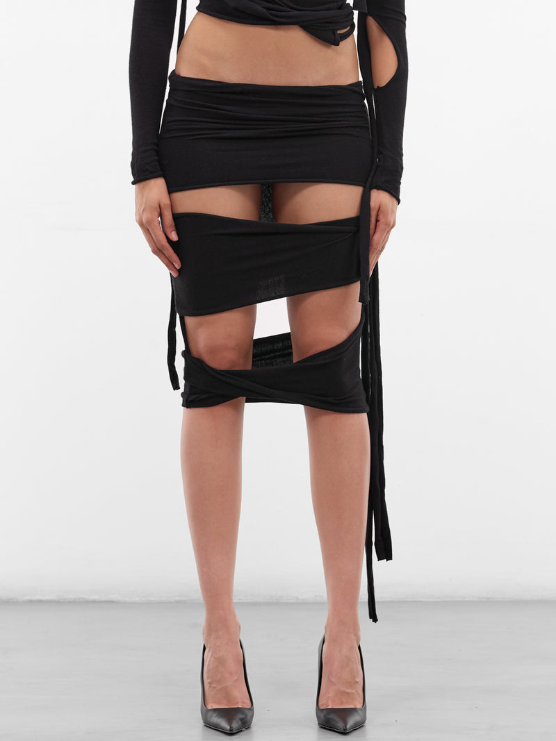 Black Deconstructed Cut-Out Skirt (10730230701-BLACK)