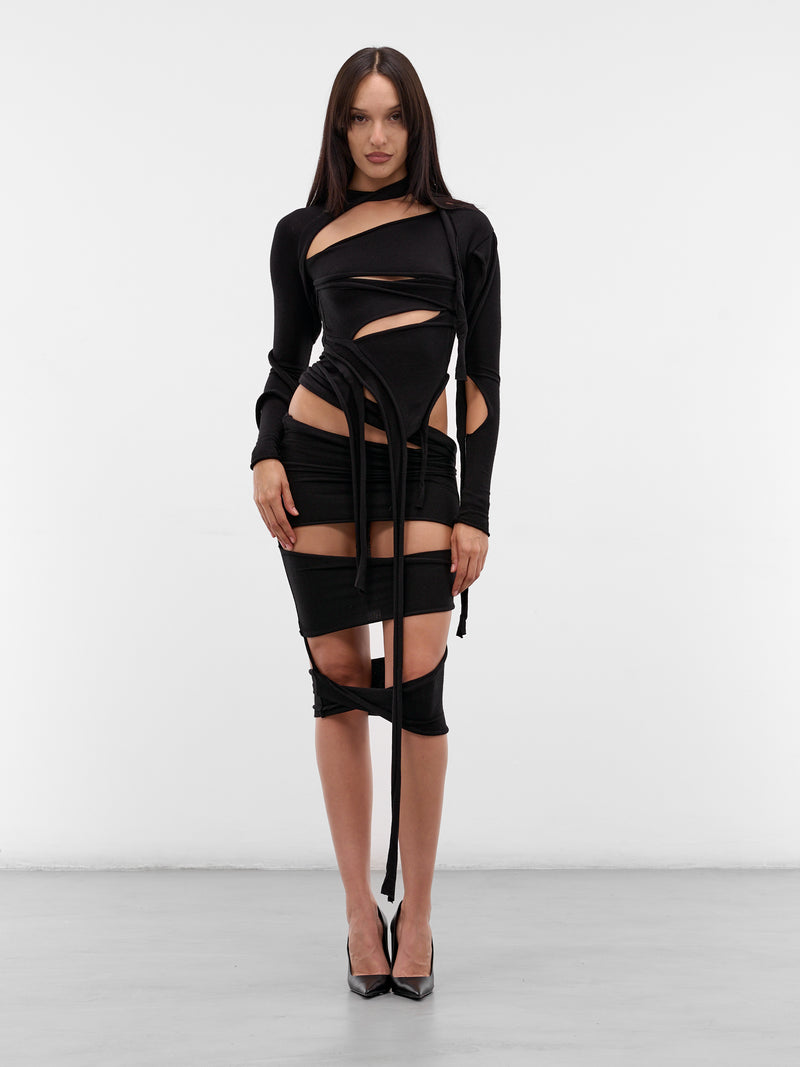 Black Deconstructed Cut-Out Top (10710660701-BLACK)