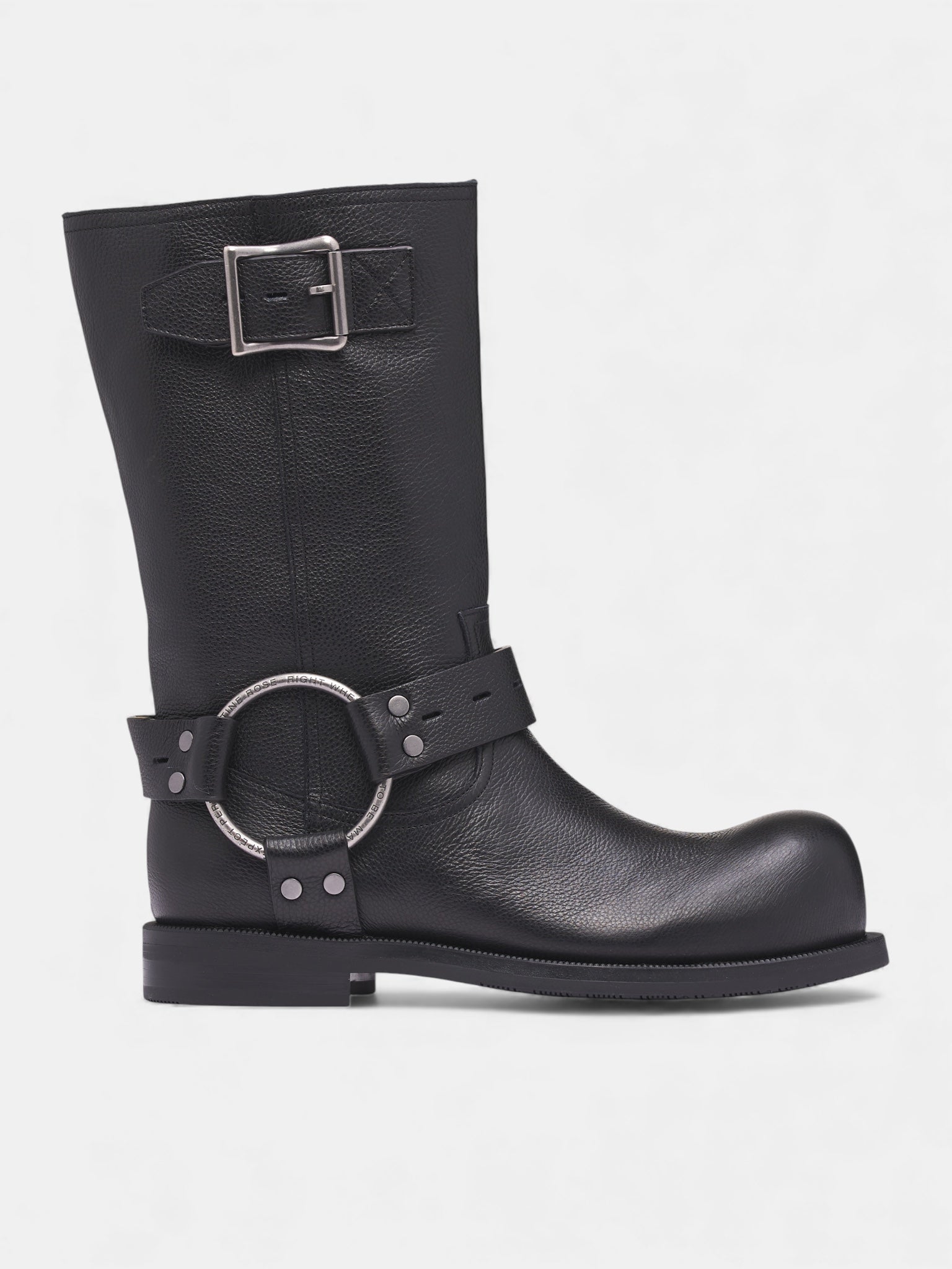 Black Leather Cockring Engineer Boots (1076LP21001-BLACK)
