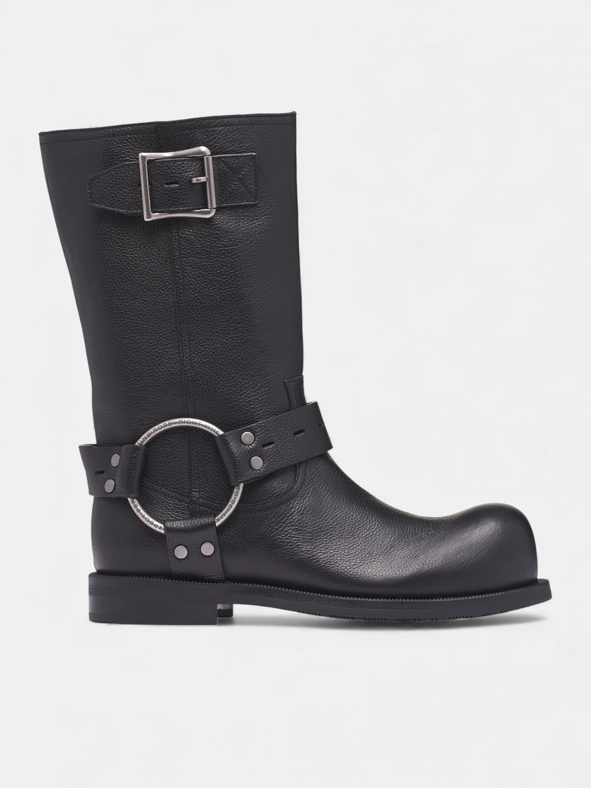 Black Leather Cockring Engineer Boots (1076LP21001-BLACK)