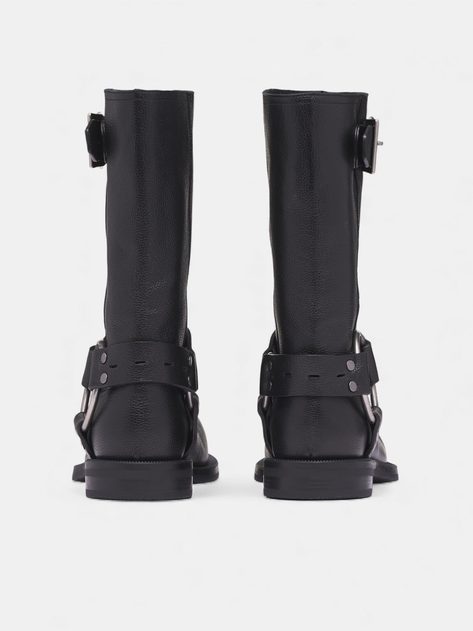 Black Leather Cockring Engineer Boots (1076LP21001-BLACK)