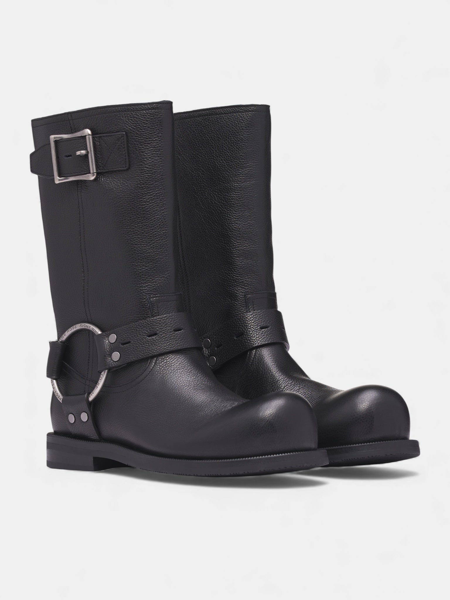 Black Leather Cockring Engineer Boots (1076LP21001-BLACK)