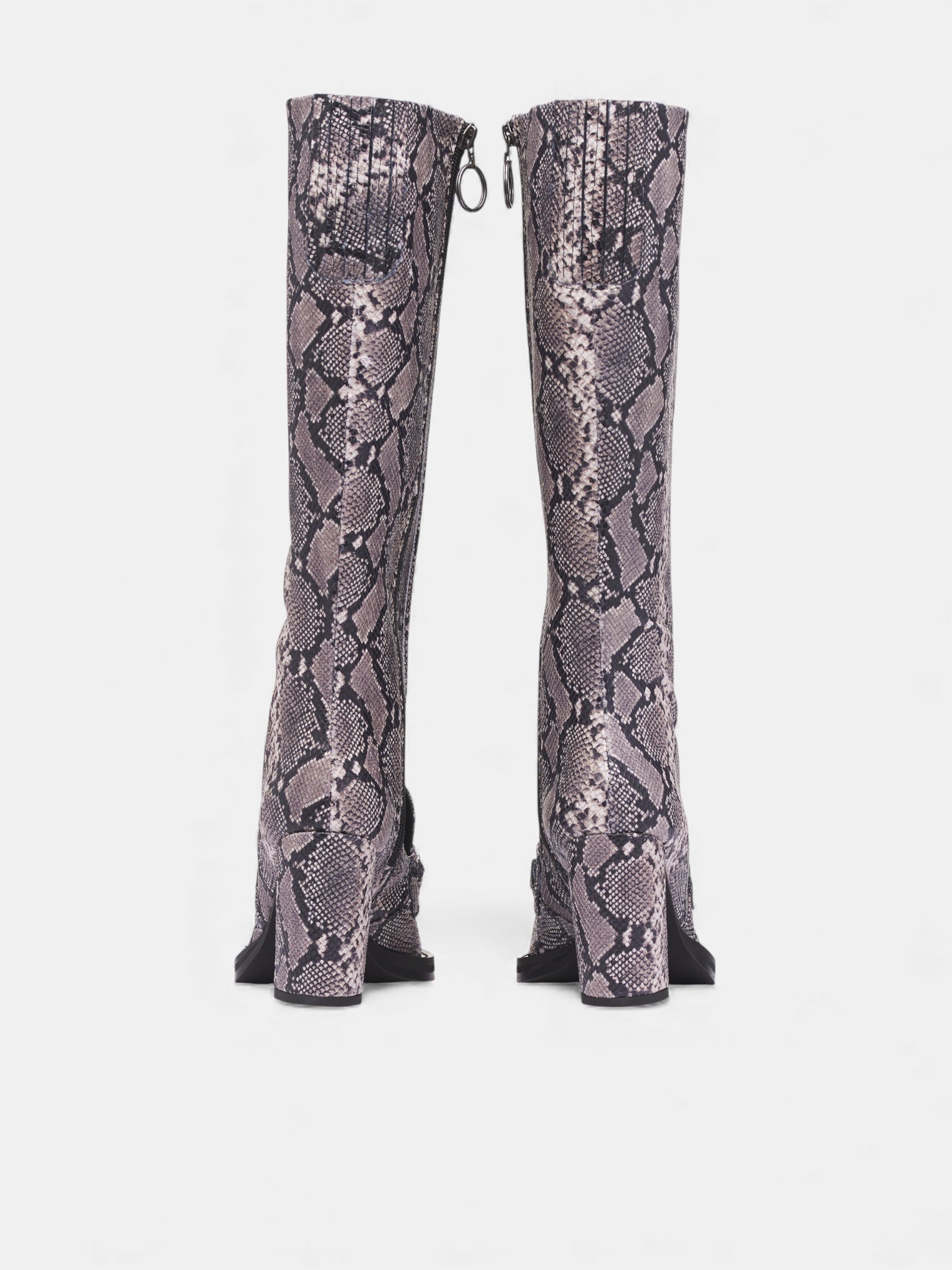 Snakeskin Square Toe Loafer Boots (1077LE02003-GRAY)