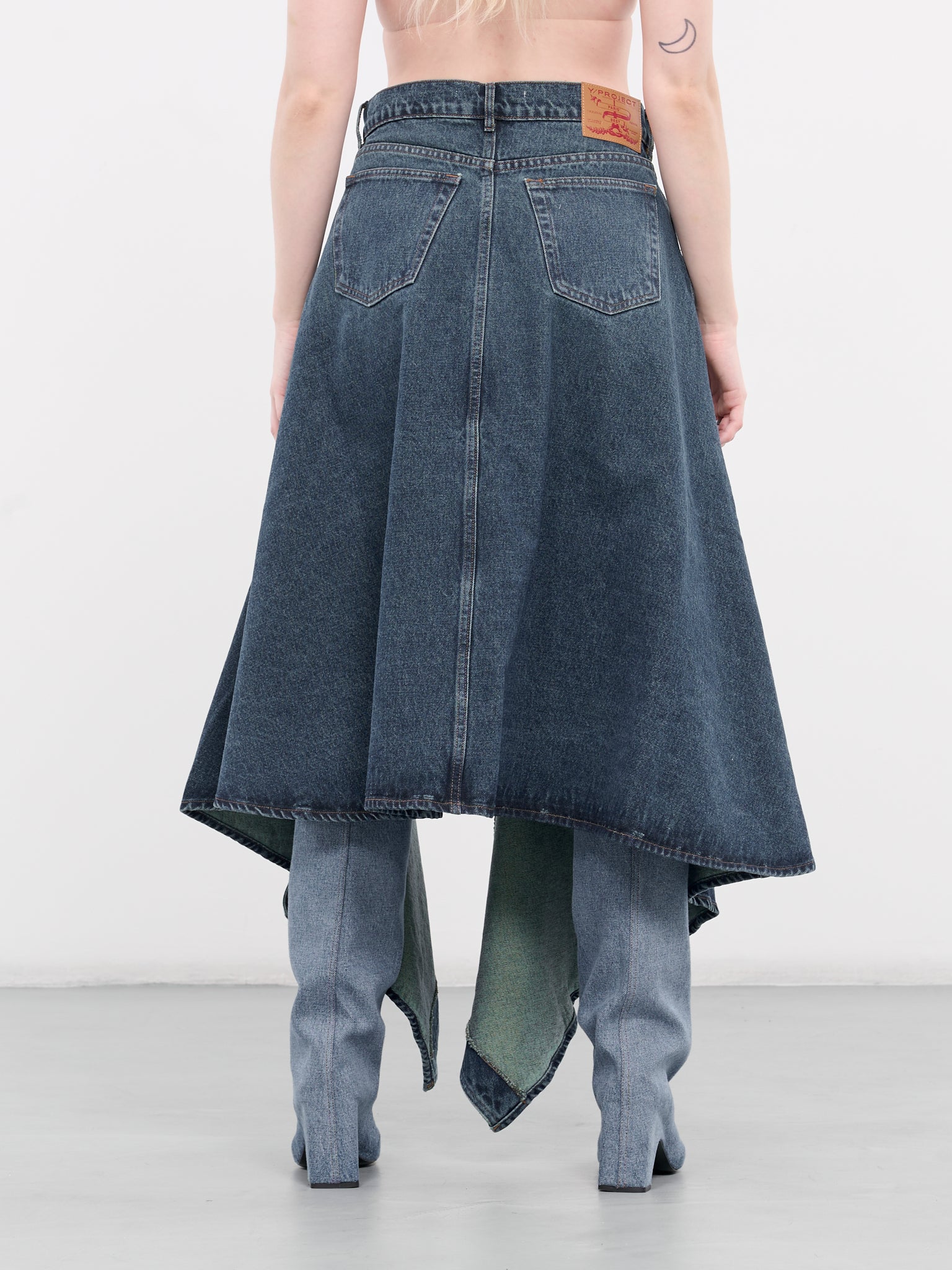 Evergreen Cut-Out Denim Skirt (107SK001-D22-EVERGREEN-BLUE)
