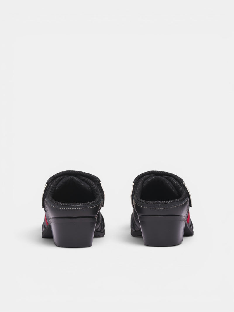 Black Leather Sporty Snout Mules (1086LP35001SO-BLACK)