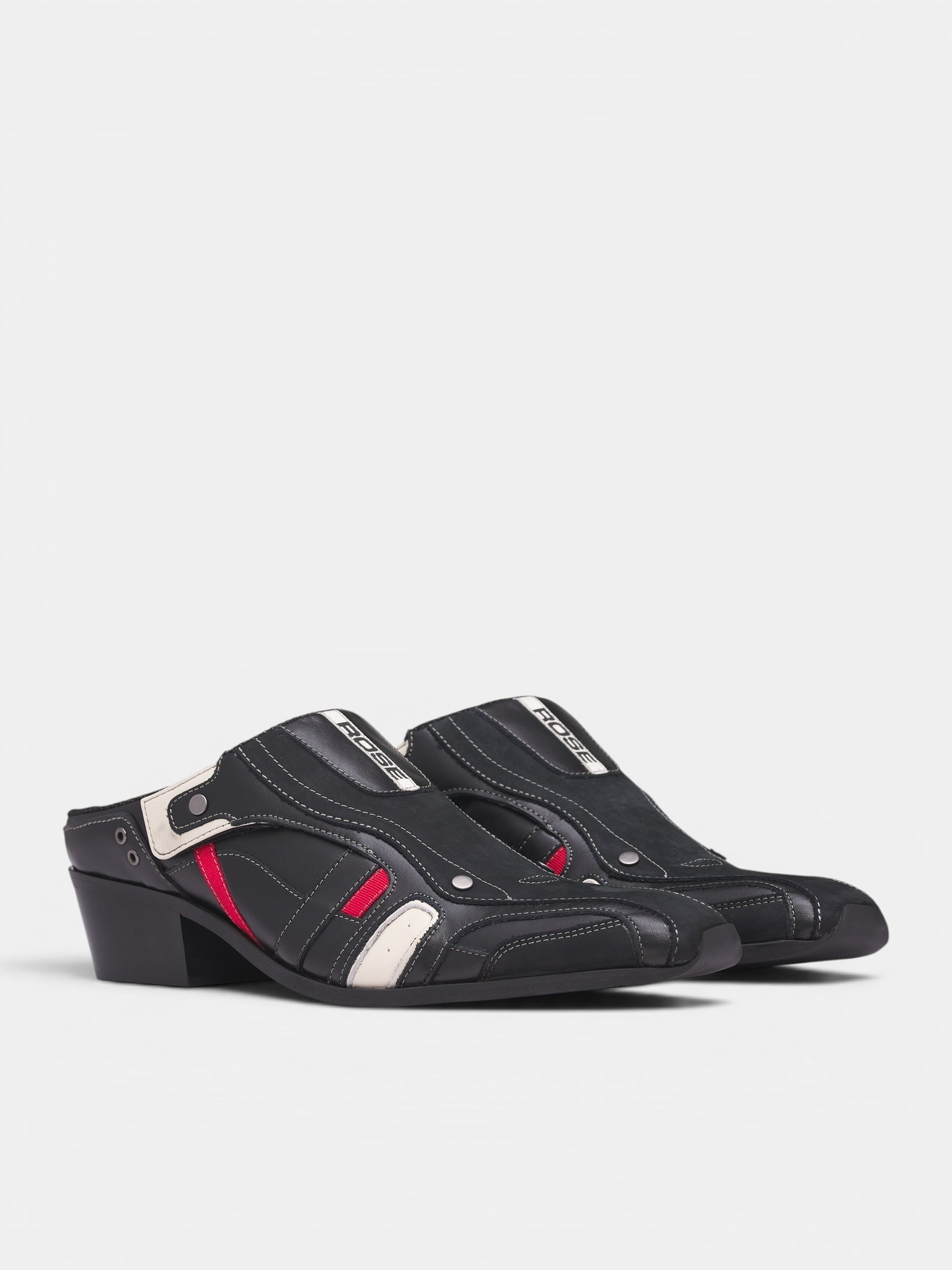 Black Leather Sporty Snout Mules (1086LP35001SO-BLACK)