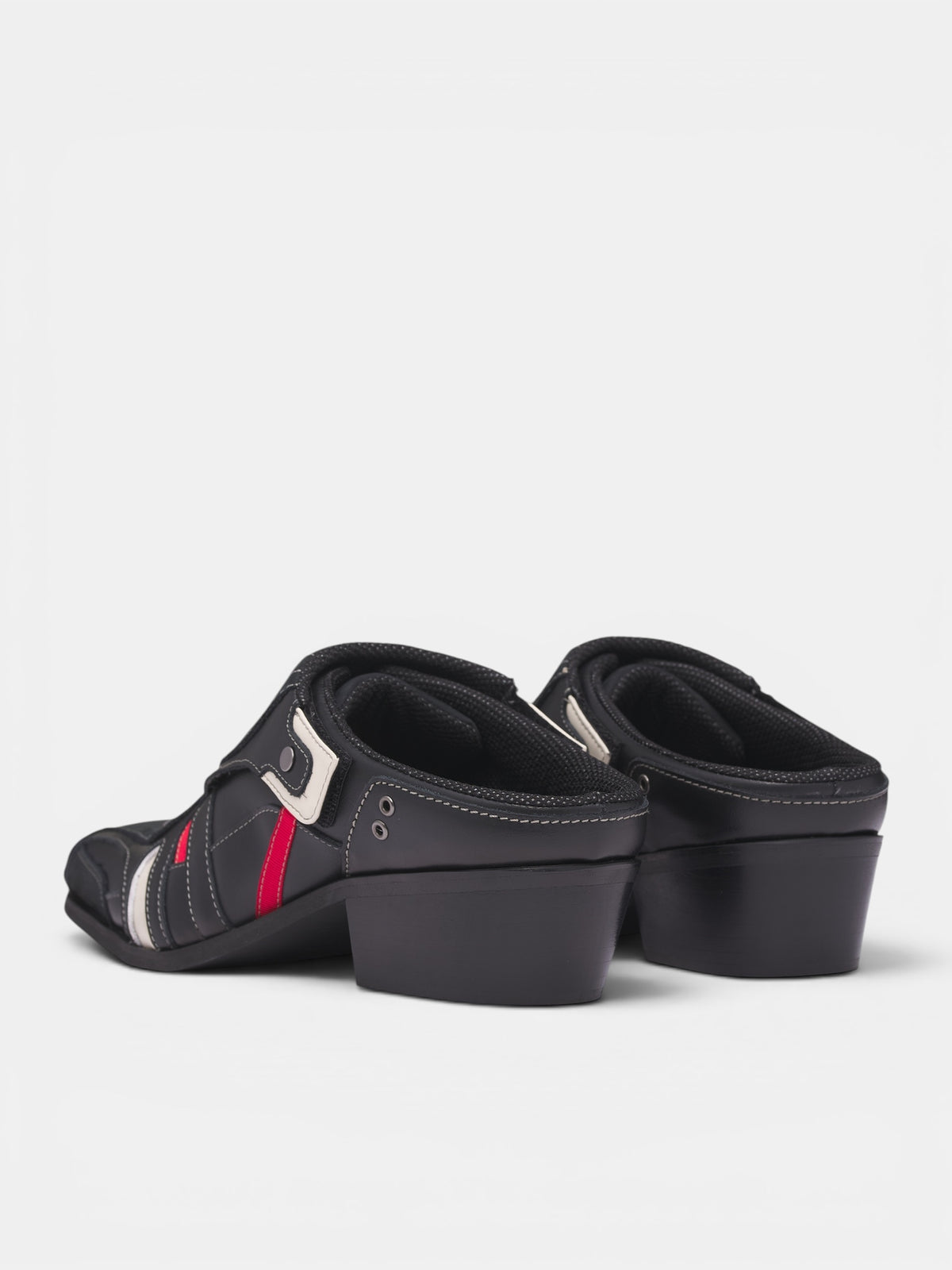 Black Leather Sporty Snout Mules (1086LP35001SO-BLACK)