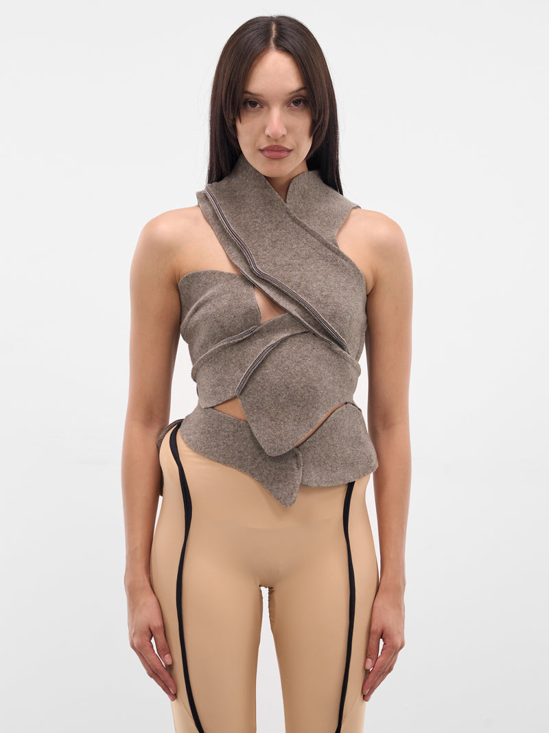 Beige Knit Felted Scuba Top (10910680901-GREY)