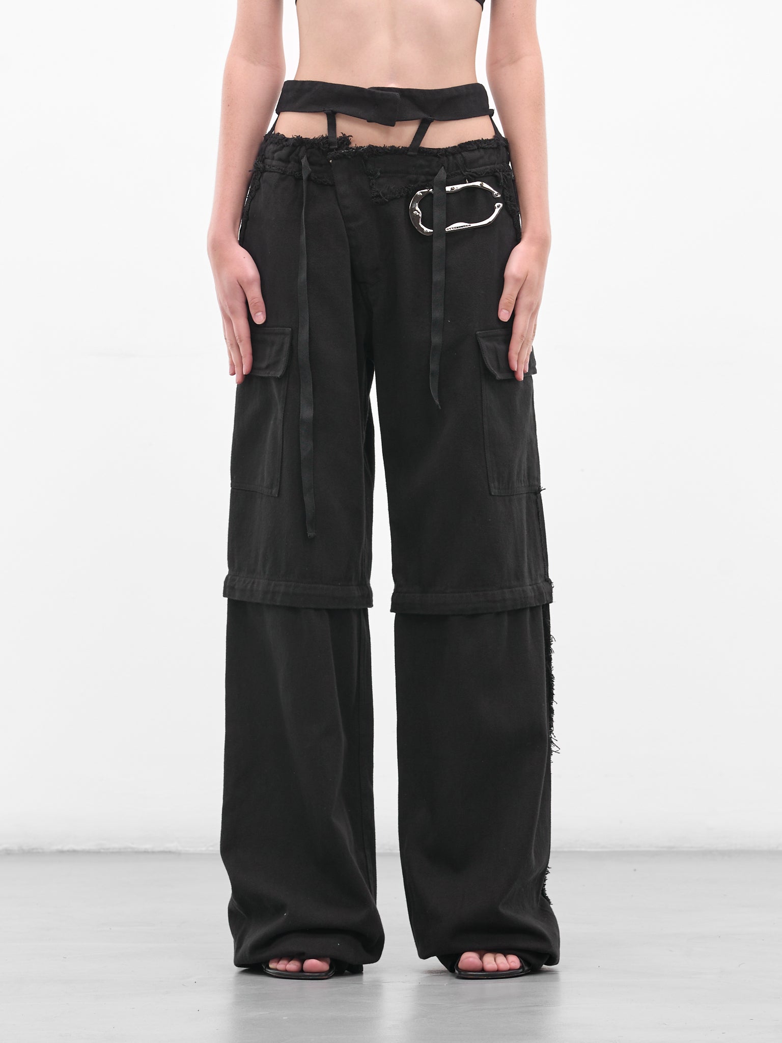Black Deconstructed Cargo Pants (10920030602-BLACK)