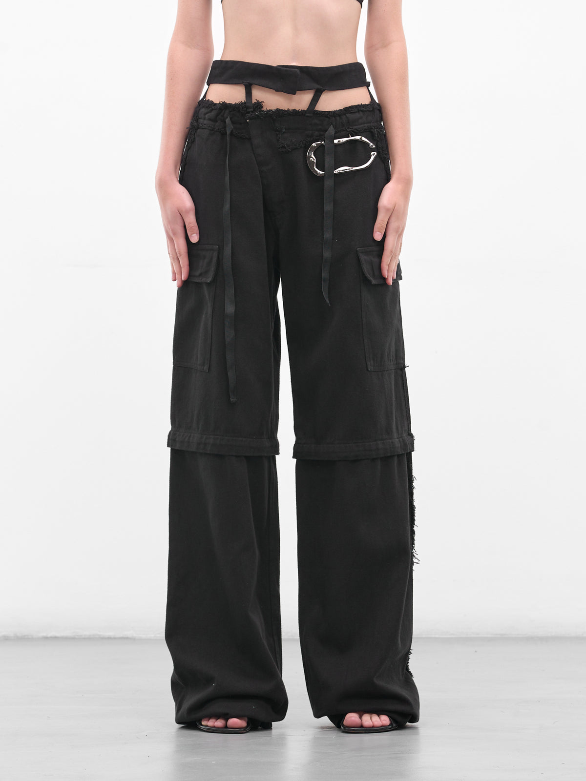 Black Deconstructed Cargo Pants (10920030602-BLACK)