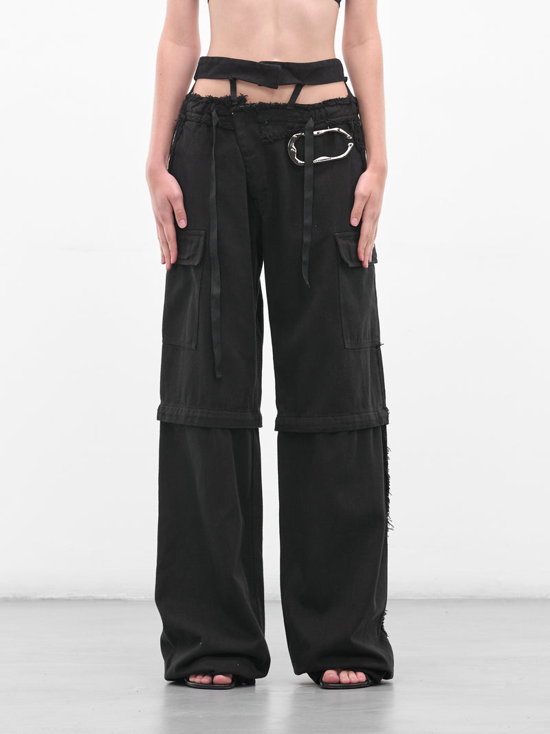 Black Deconstructed Cargo Pants (10920030602-BLACK)