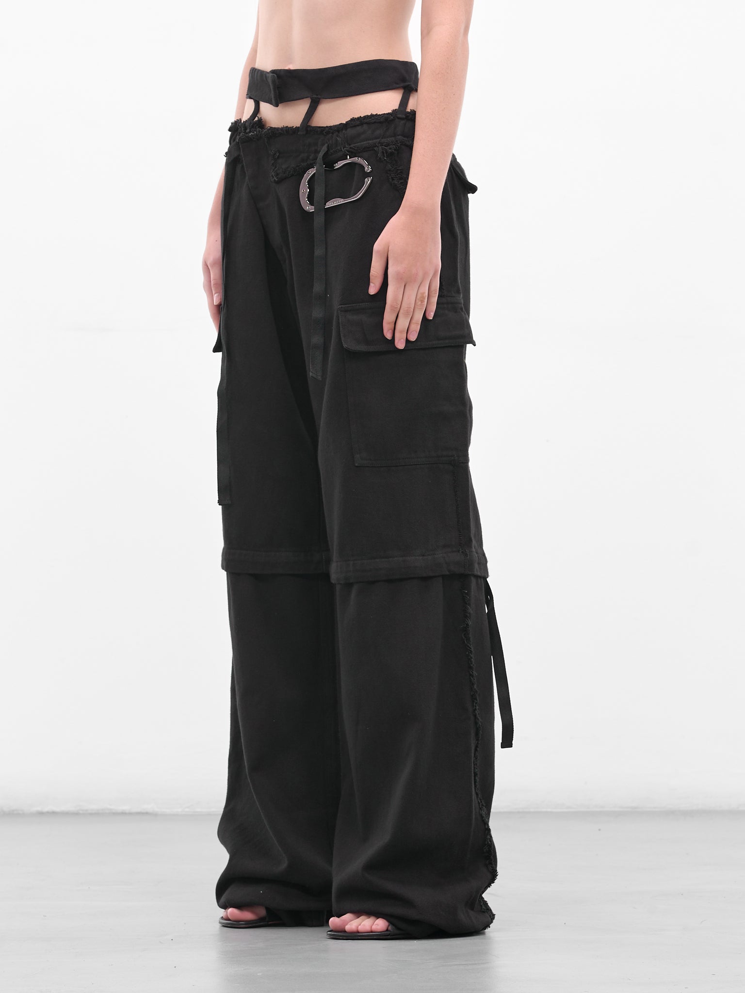 Black Deconstructed Cargo Pants (10920030602-BLACK)