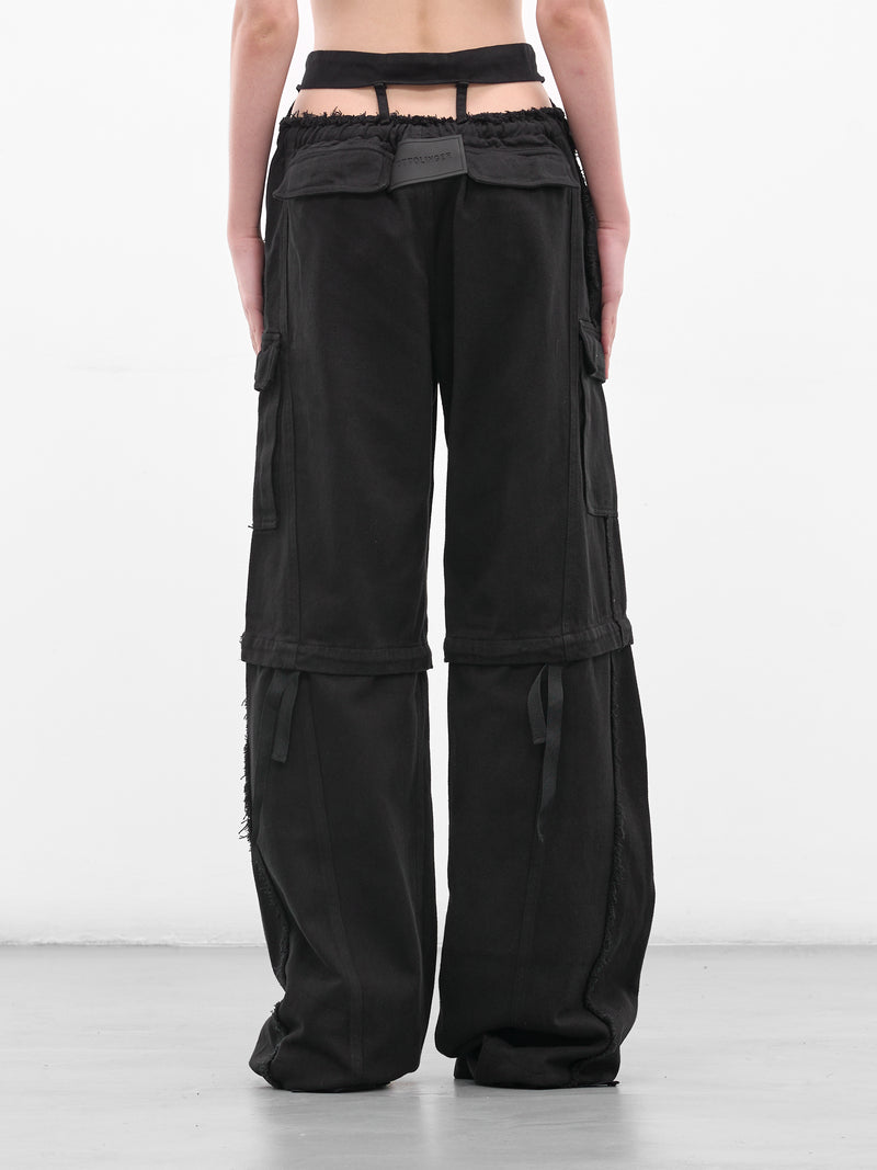 Black Deconstructed Cargo Pants (10920030602-BLACK)