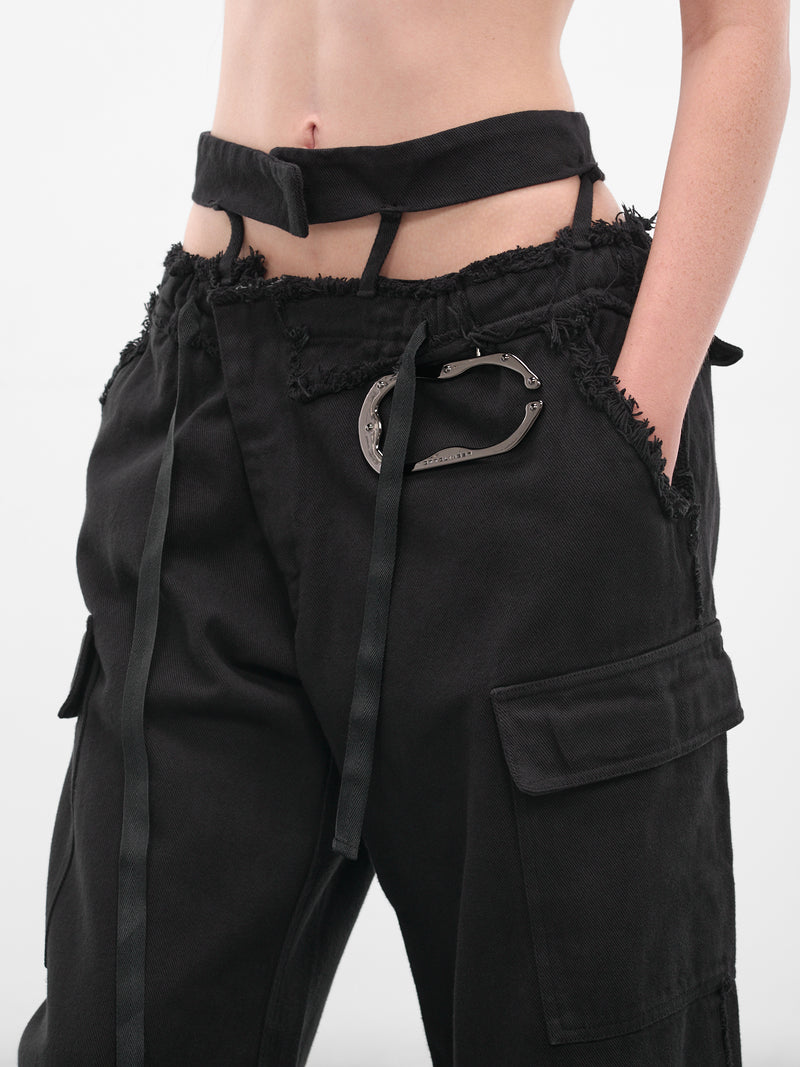 Black Deconstructed Cargo Pants (10920030602-BLACK)