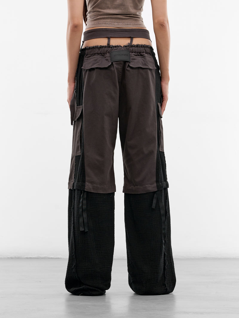 Two-Tone Paneled Cargo Pants (10920030603-BLACK-GREY)