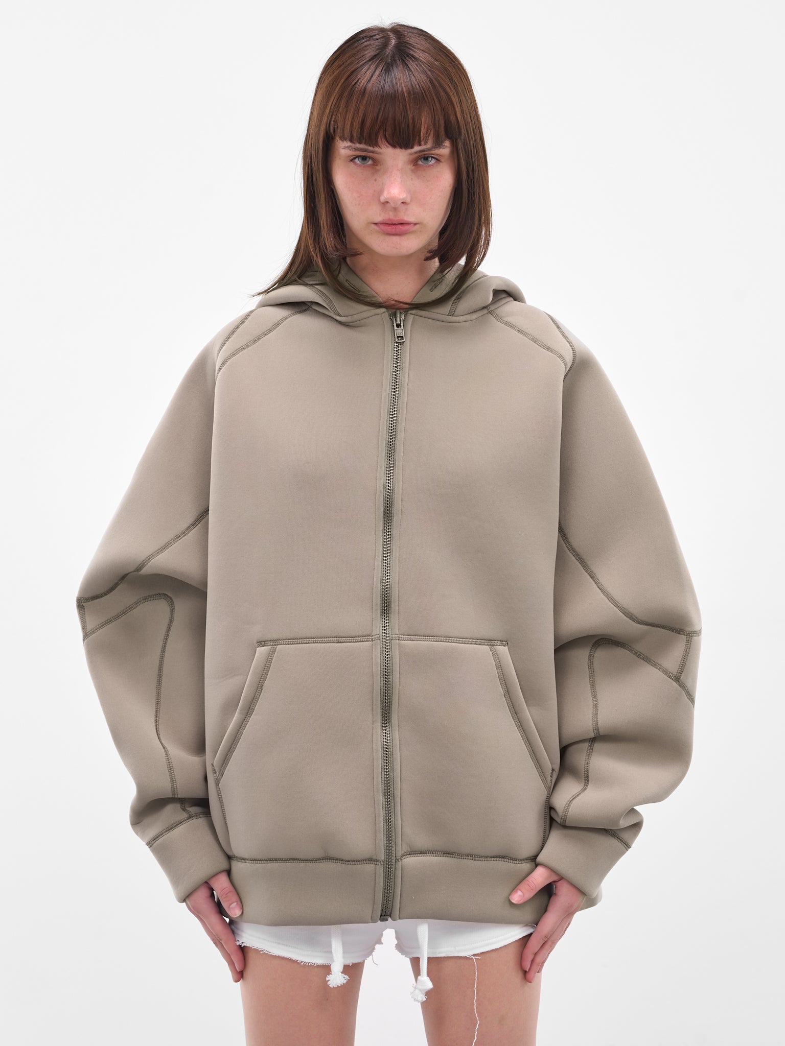 Gray Reversible Oversized Zip Hoodie (10970150901-GREY)