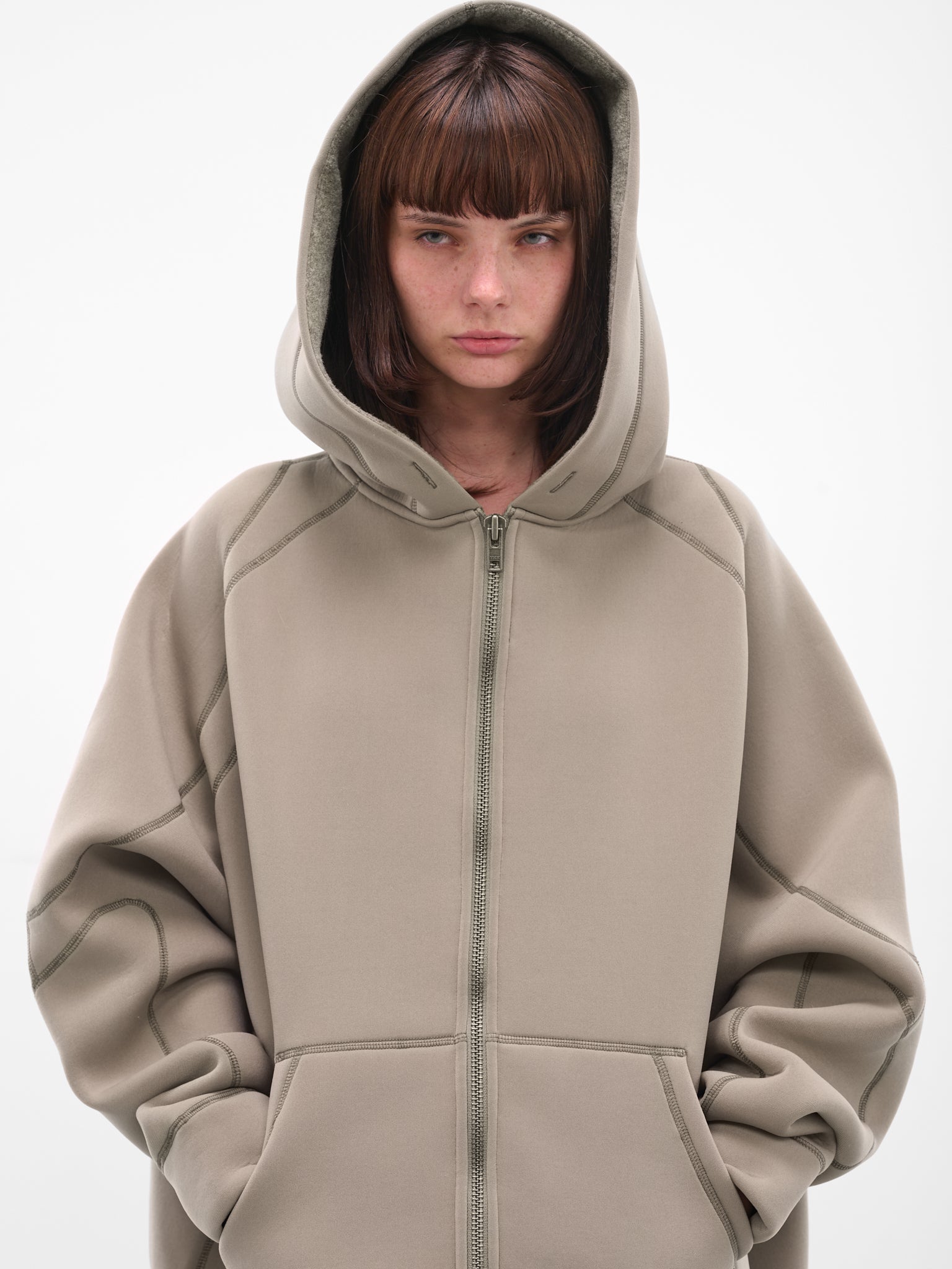 Gray Reversible Oversized Zip Hoodie (10970150901-GREY)