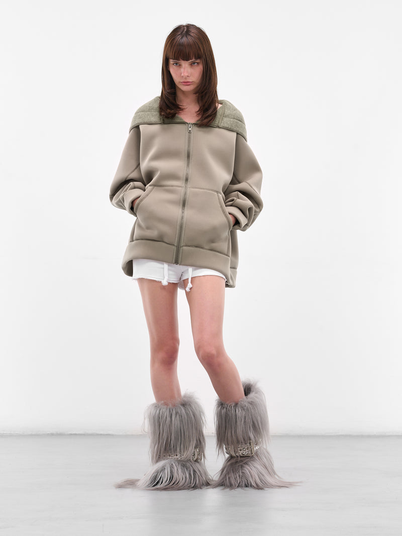 Gray Reversible Oversized Zip Hoodie (10970150901-GREY)