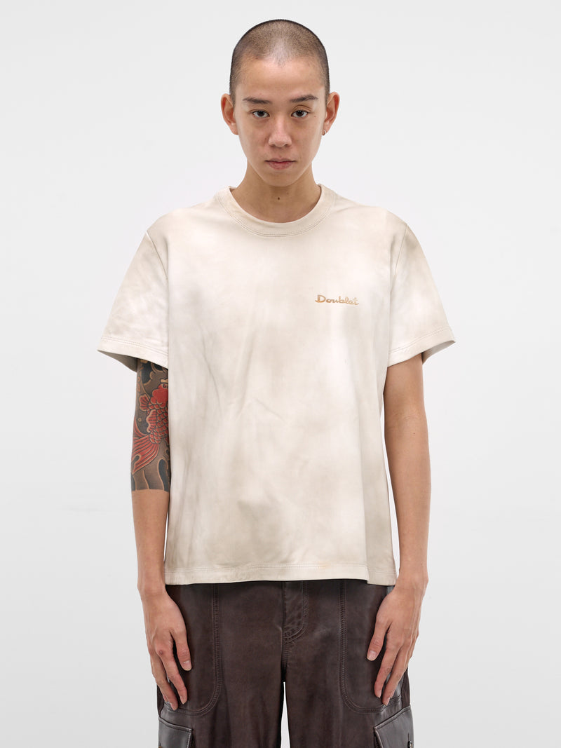 Dirtied Logo Lamb Leather Tee (10BL242-WHITE)