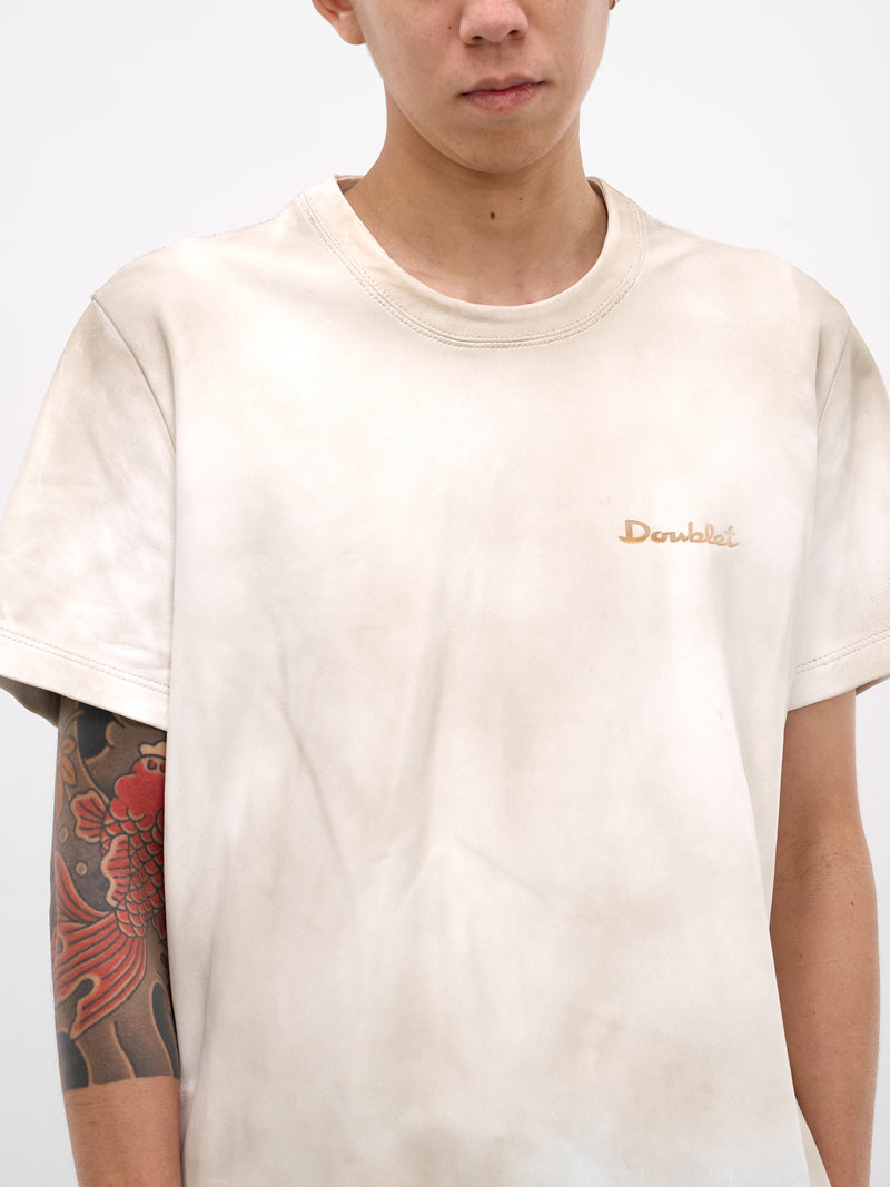 Dirtied Logo Lamb Leather Tee (10BL242-WHITE)