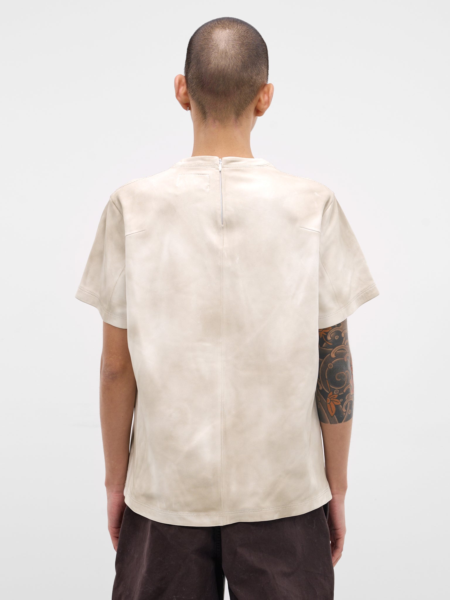 Dirtied Logo Lamb Leather Tee (10BL242-WHITE)