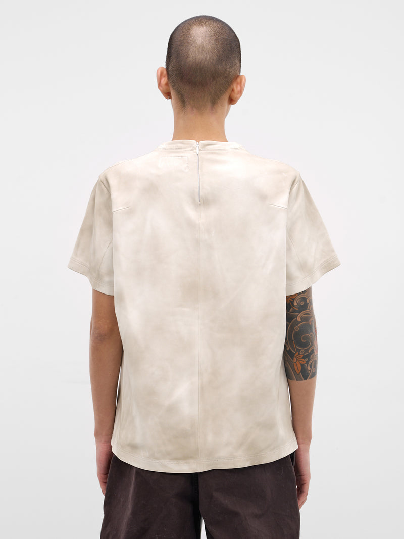 Dirtied Logo Lamb Leather Tee (10BL242-WHITE)