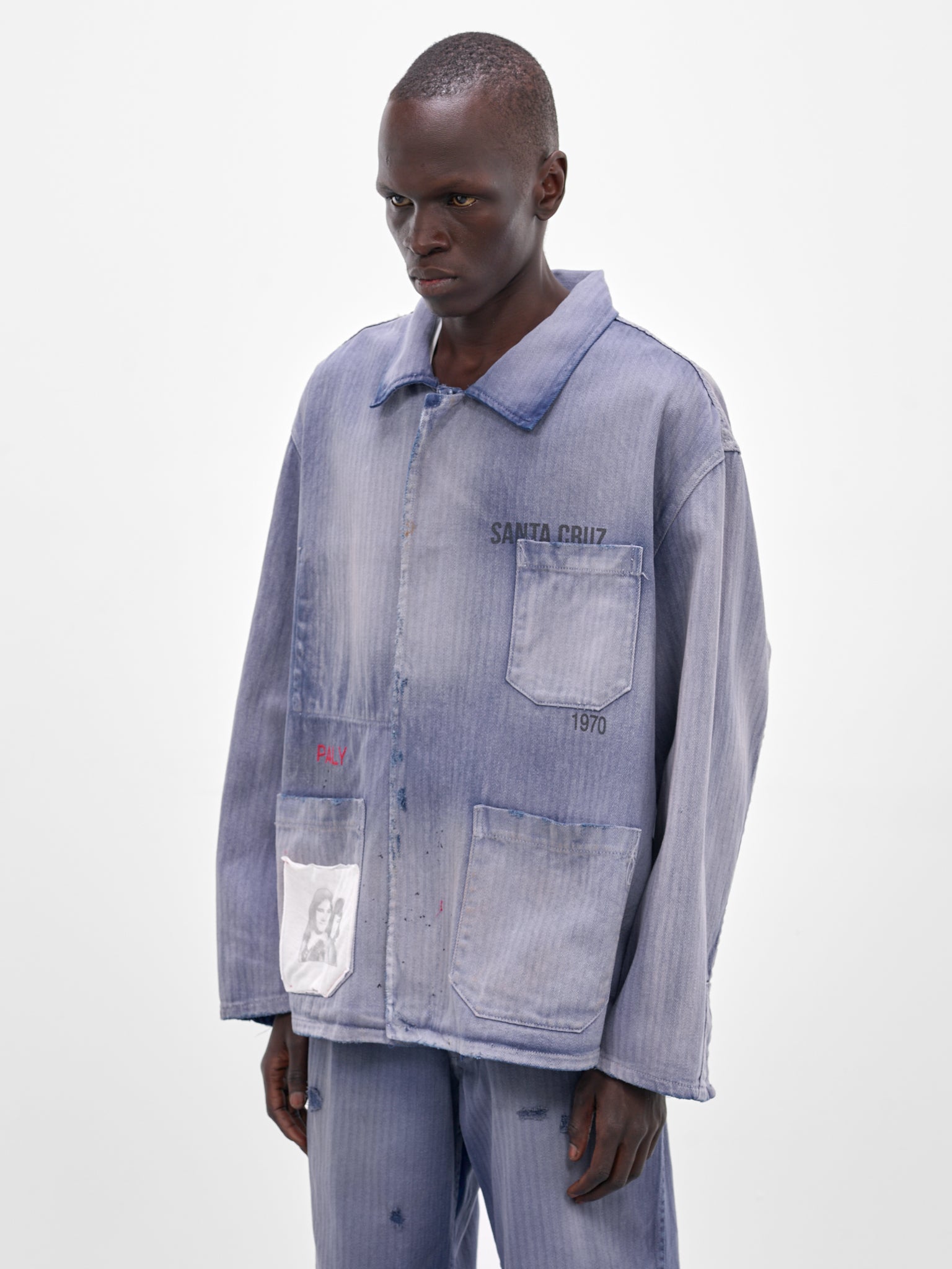 Holy City Distressed Twill Jacket (10U002Q3009-BLUE)