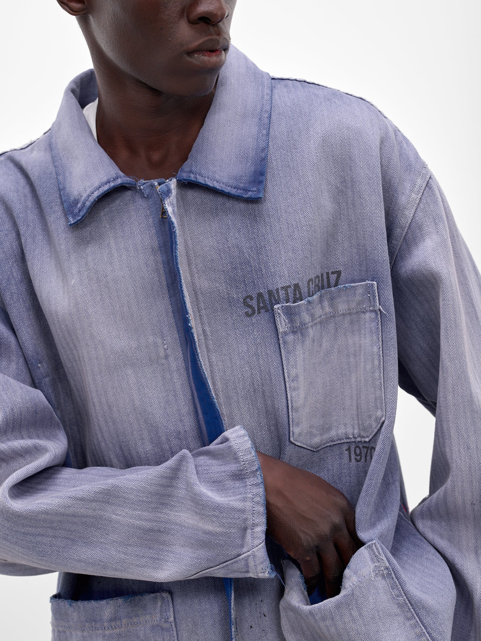 Holy City Distressed Twill Jacket (10U002Q3009-BLUE)