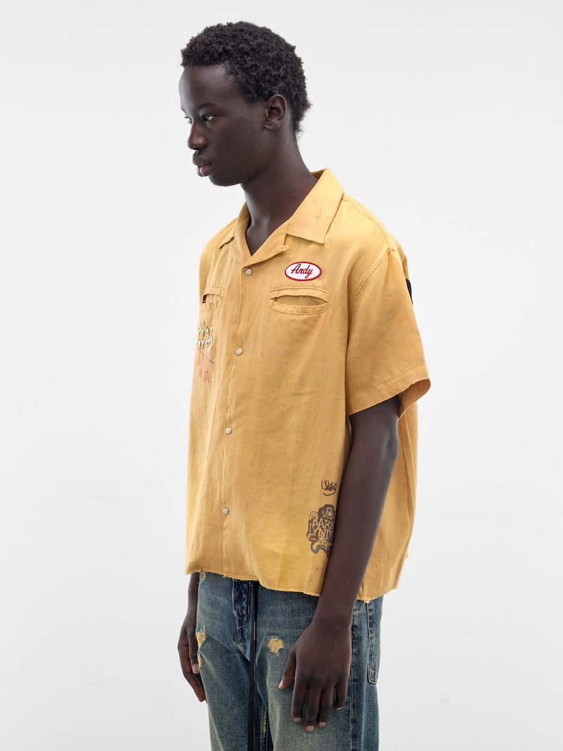 Yellow Linen Montauk Bowling Shirt (10U003Q1010-YELLOW)