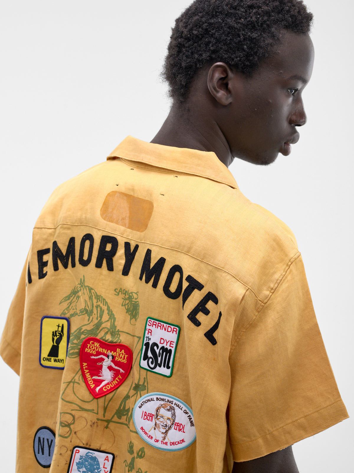Yellow Linen Montauk Bowling Shirt (10U003Q1010-YELLOW)