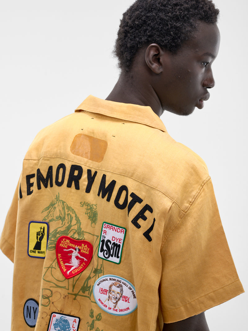 Yellow Linen Montauk Bowling Shirt (10U003Q1010-YELLOW)