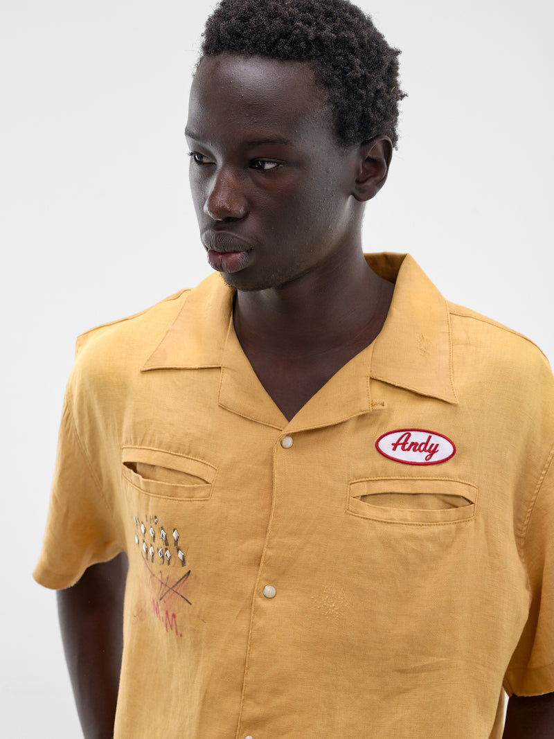 Yellow Linen Montauk Bowling Shirt (10U003Q1010-YELLOW)