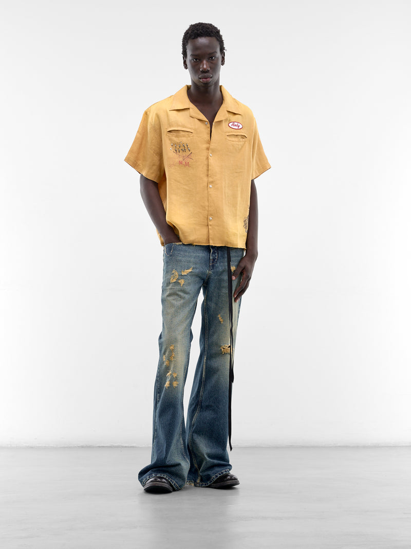 Yellow Linen Montauk Bowling Shirt (10U003Q1010-YELLOW)